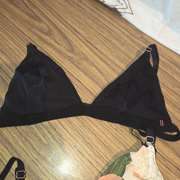 STANCE Sz M 3pc Triangle Back Closure Adjustable Black & Printed Bralette Lot - Picture 3 of 8